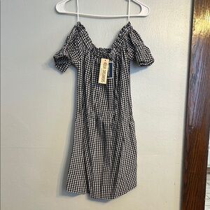 NWT - 4Our Dreamers Gingham Square Neck Mini Dress - size XS